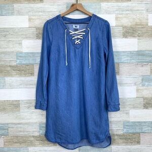 Lace up denim tunic - size large